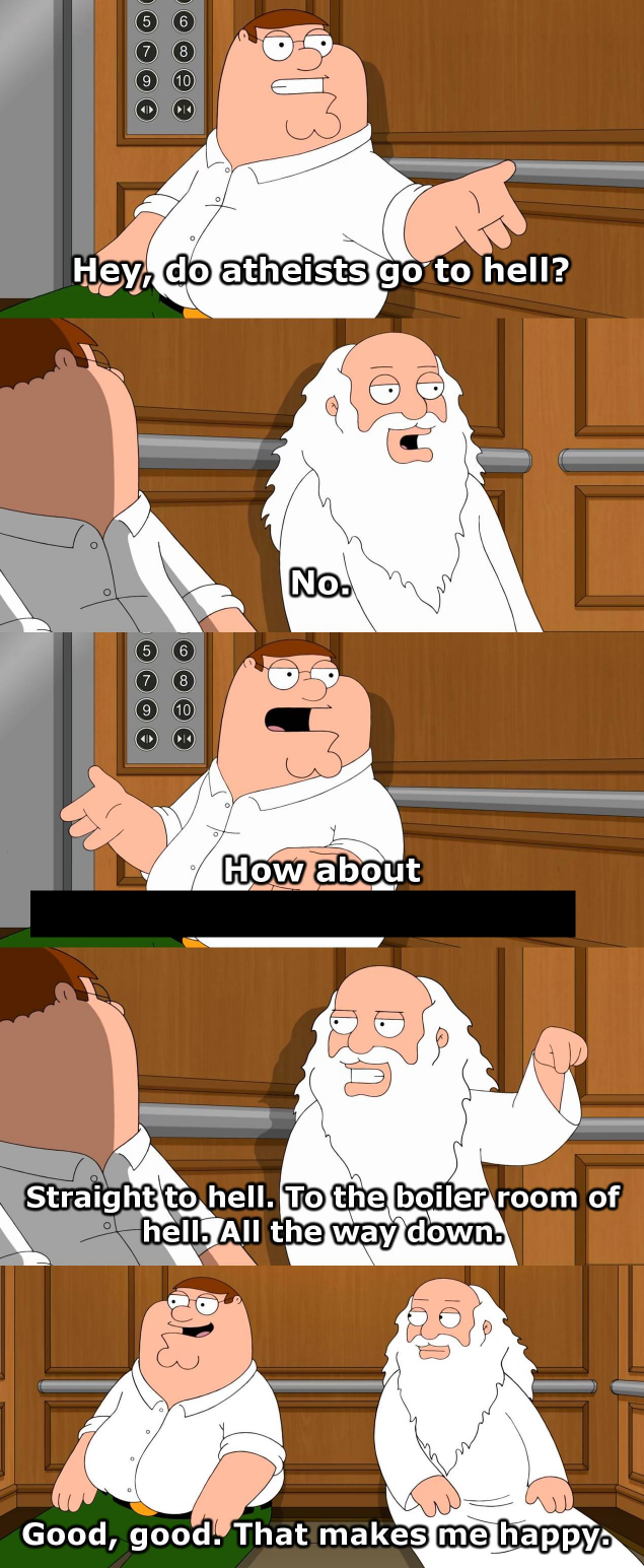 Plantilla de meme Family Guy God in Elevator