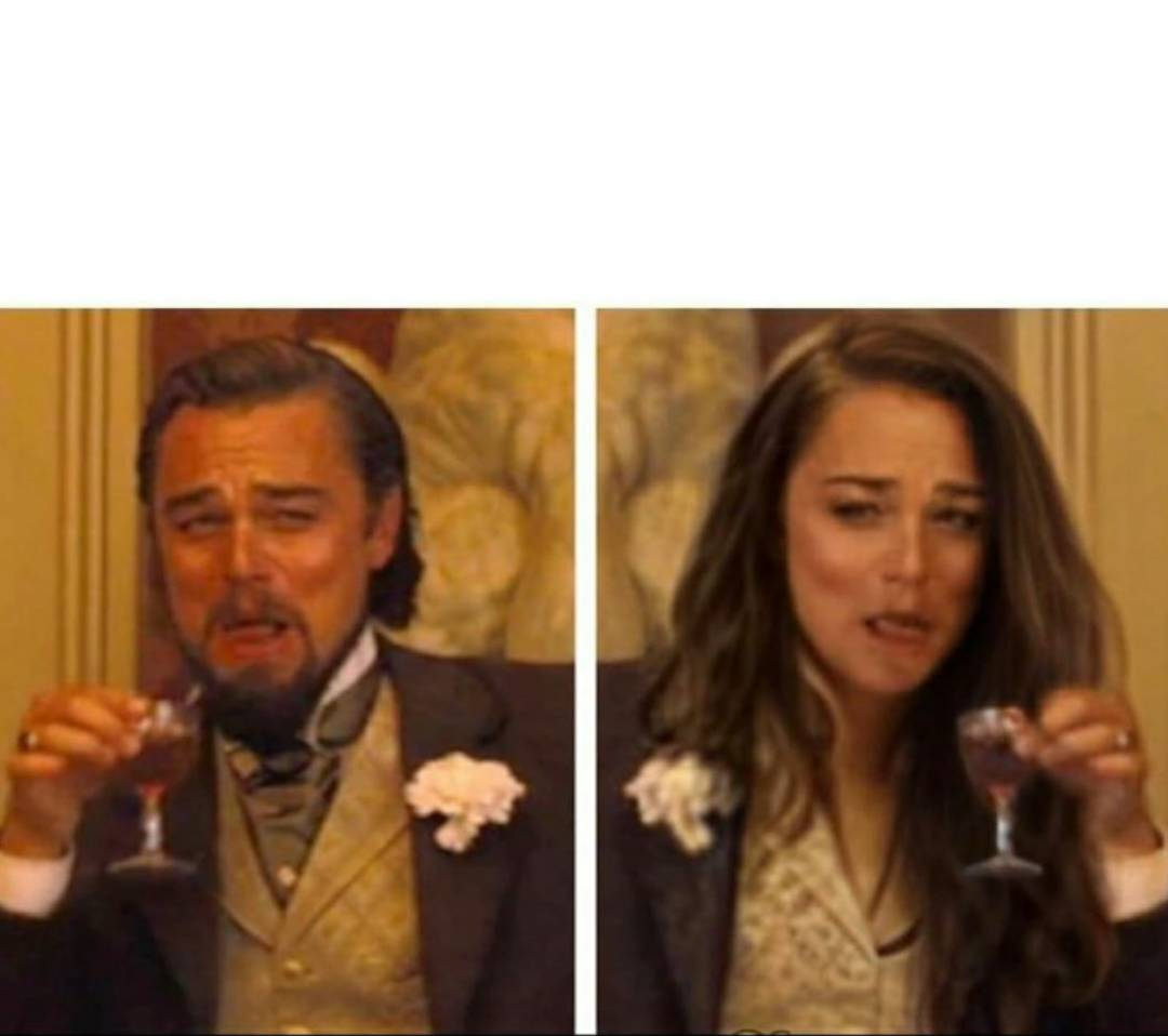 Plantilla de meme fancy couple laughing