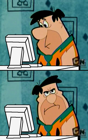 Plantilla de meme Fred Flintstone annoyed at computer