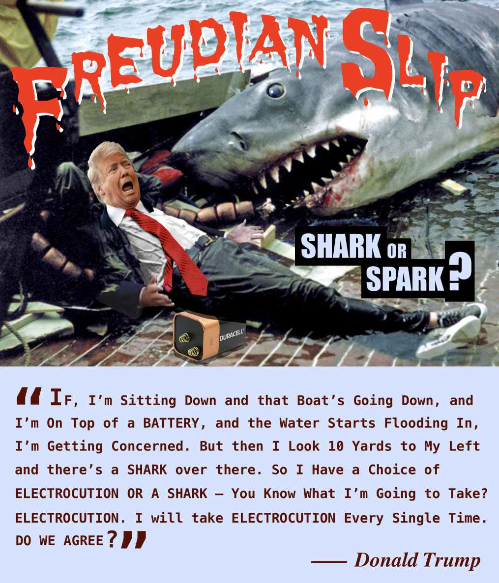 Template meme Freudian Slip Shark or Spark Donald Trump Quote Meme
