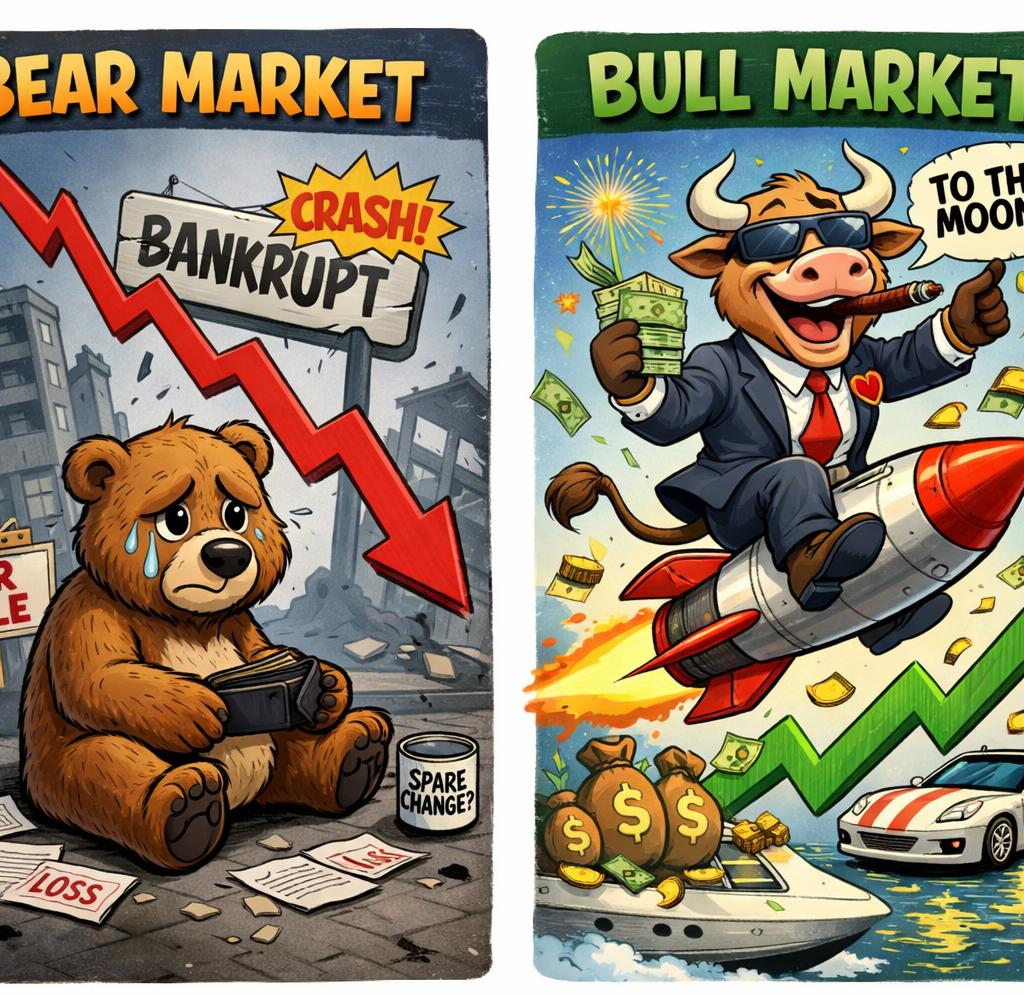 Template meme Funny bear market versus bull market