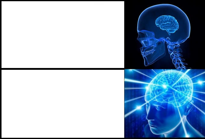 Galaxy Brain 2 Panels Fixed meme template