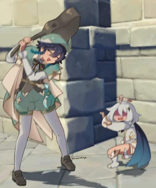 Plantilla de meme Genshin Impact Bard vs child