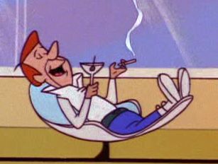 Plantilla de meme George Jetson relaxing