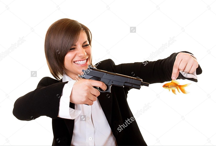 Girl Shooting Goldfish meme template