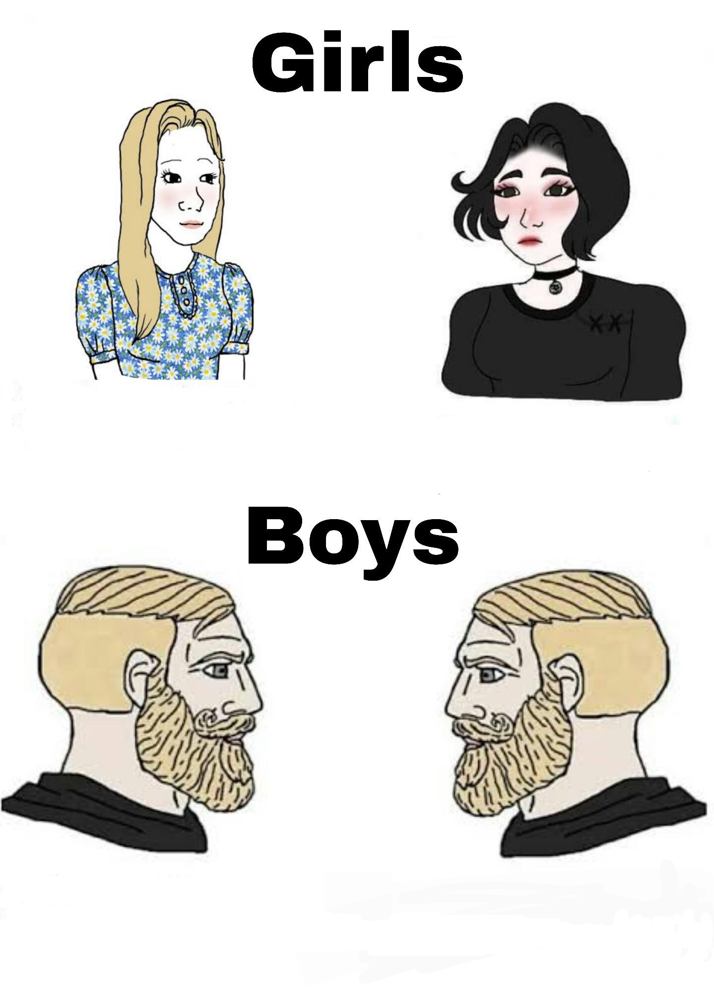Template meme Girls vs Boys