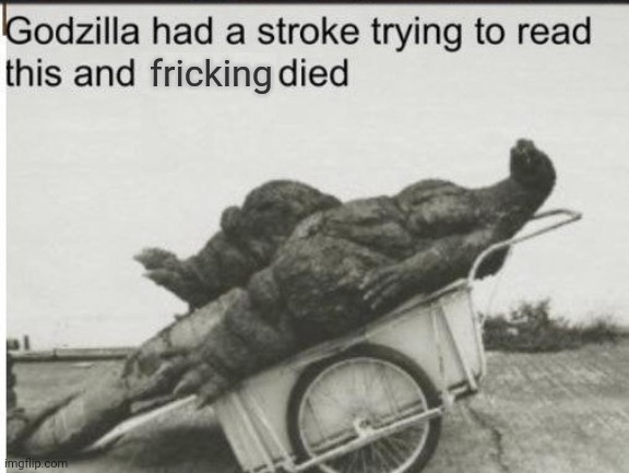 Template meme Godzilla had a stroke trying to read this and fricking died