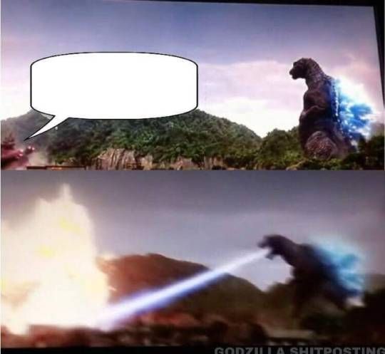 Plantilla de meme Godzilla Hates X