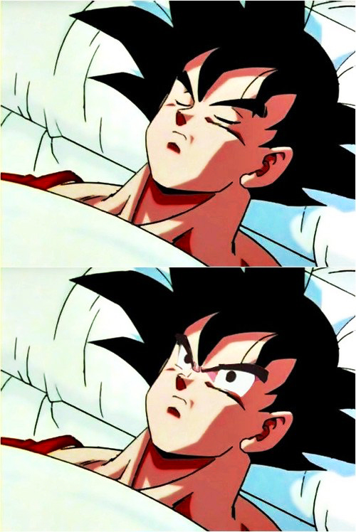 Template meme goku sleeping wake up