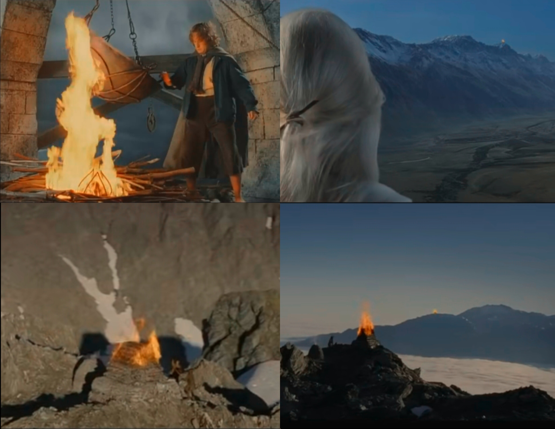Plantilla de meme Gondor Beacons 4 Panel