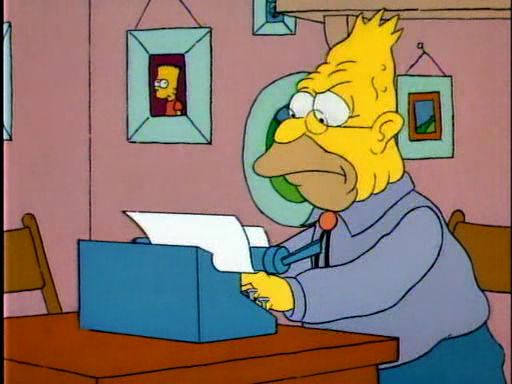 Plantilla de meme grandpa simpson typewriter