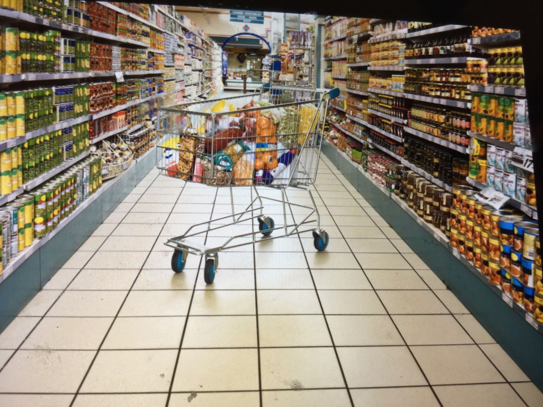 Plantilla de meme Grocery cart in aisle