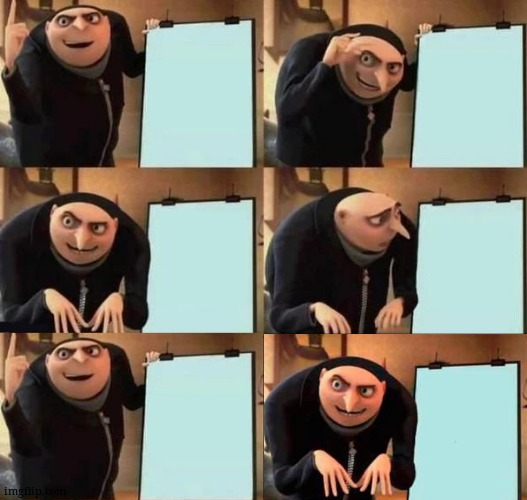 Plantilla de meme Gru's Plan 6 Panel