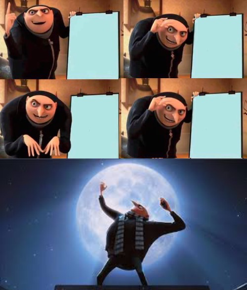 Plantilla de meme Gru's Plan but it works