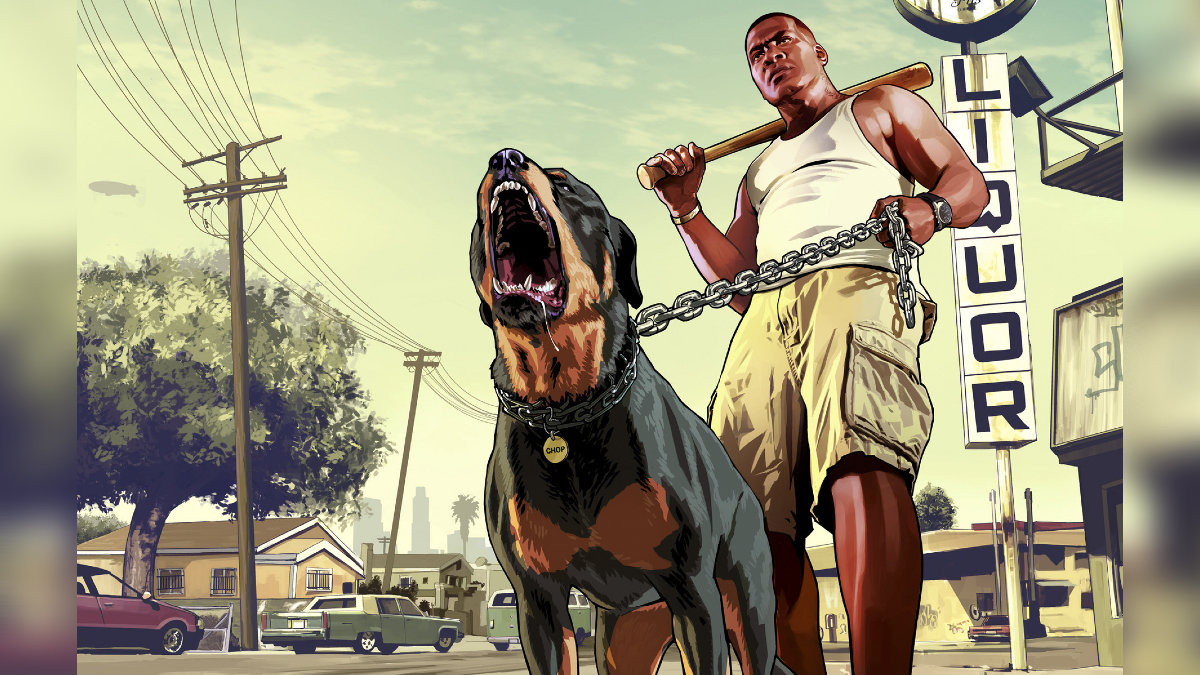Template meme GTA dog on leash