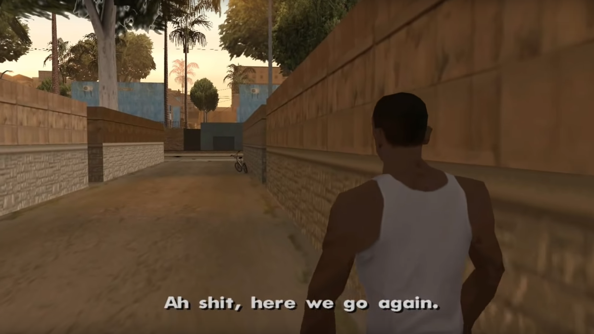 Template meme GTA San Andreas "Ah shit, here we go again."