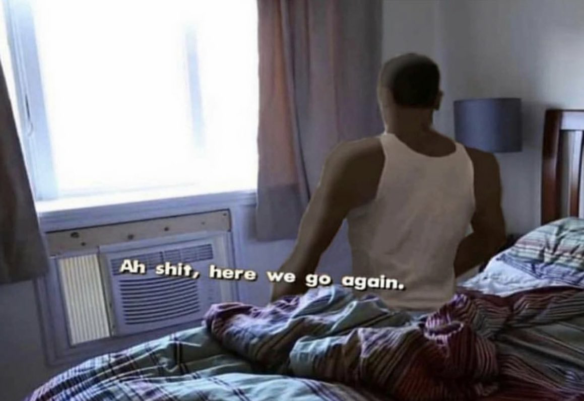 Template meme GTA San Andreas CJ Here we go again bed