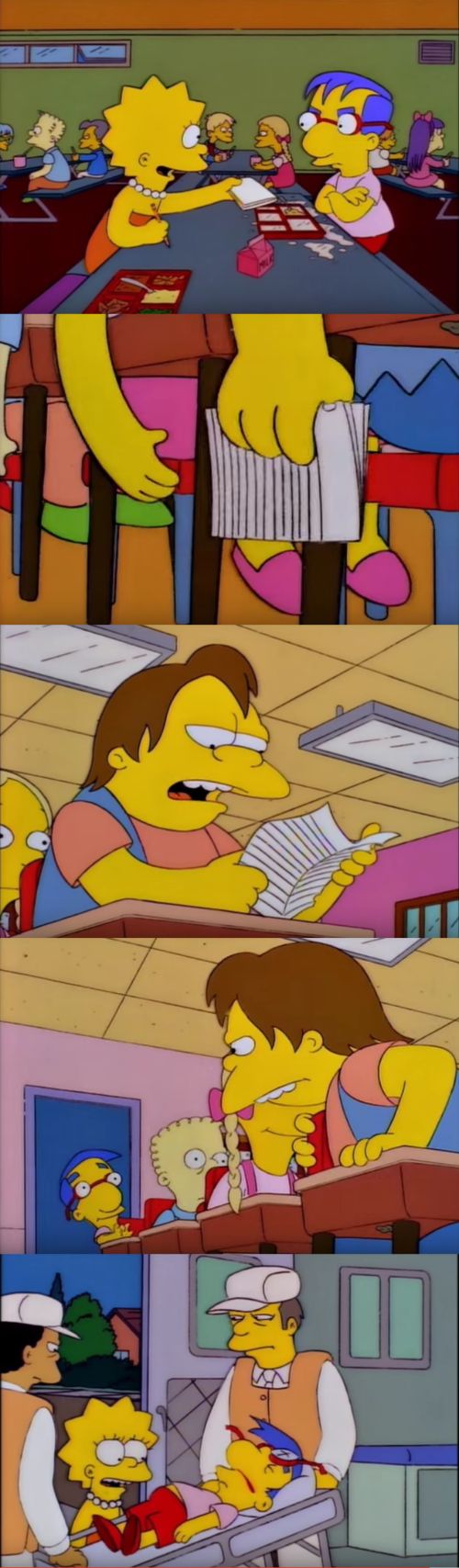 Template meme guess who likes you note nelson milhouse lisa simpsons