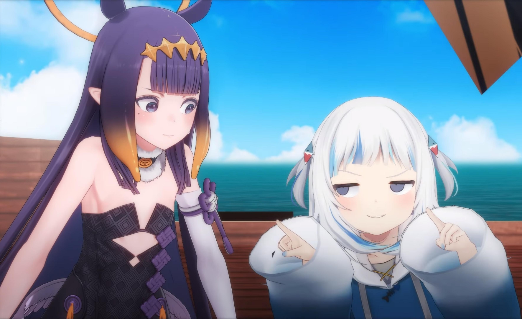 Template meme Gura pointing at Ina