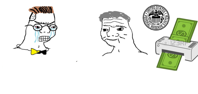Plantilla de meme Haha money printer go brrr