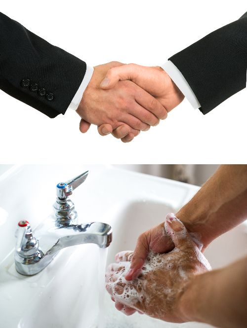 Plantilla de meme handshake washing hand