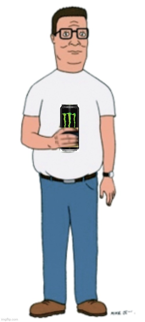 Template meme Hank Hill drinks monster