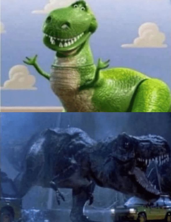 Template meme Happy Angry Dinosaur