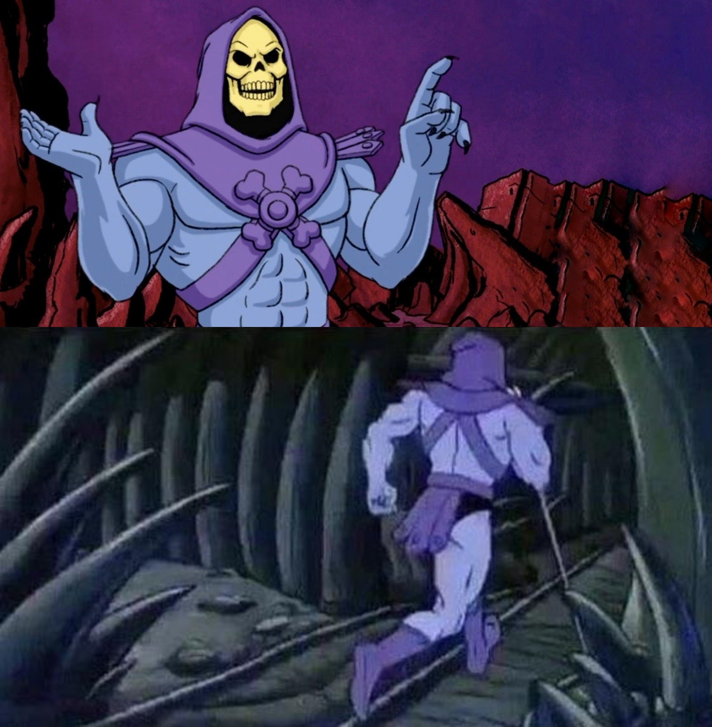Plantilla de meme he man skeleton advices