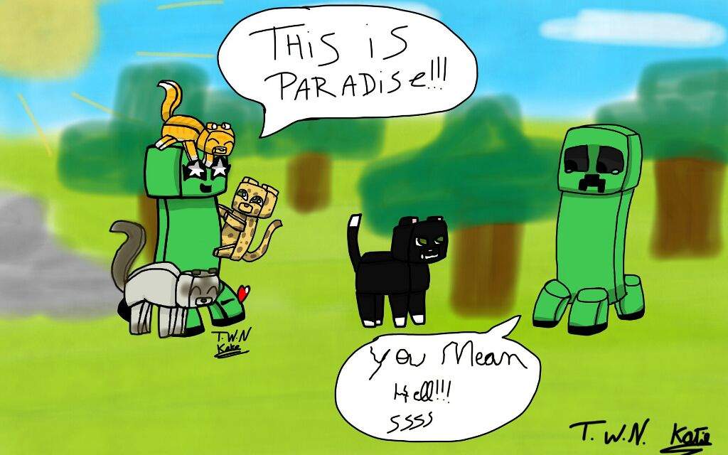 Plantilla de meme hell cat and paradise cat