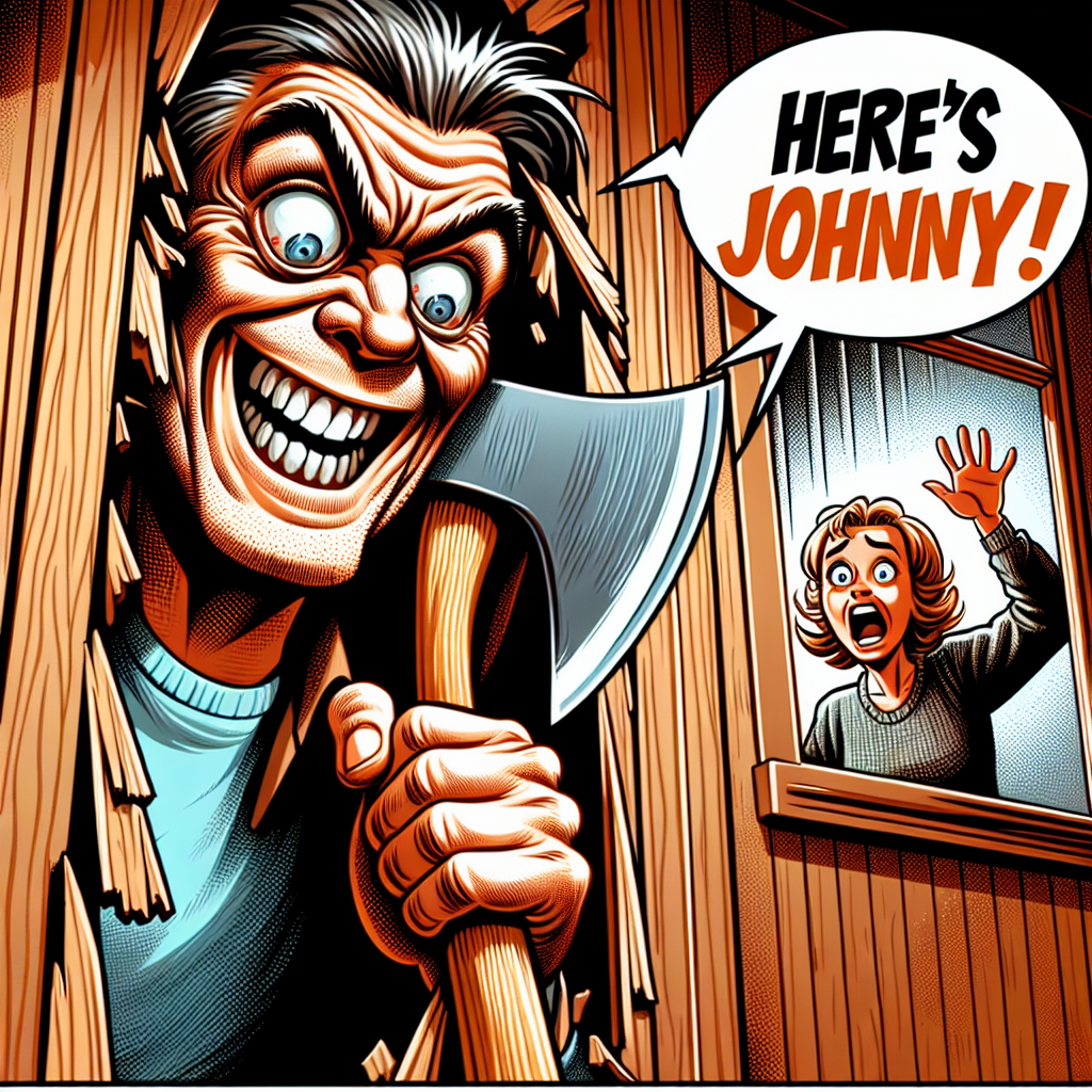 Plantilla de meme heres johnny! scene from the shining