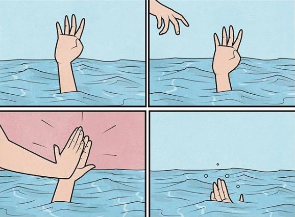 Plantilla de meme High Five Drown
