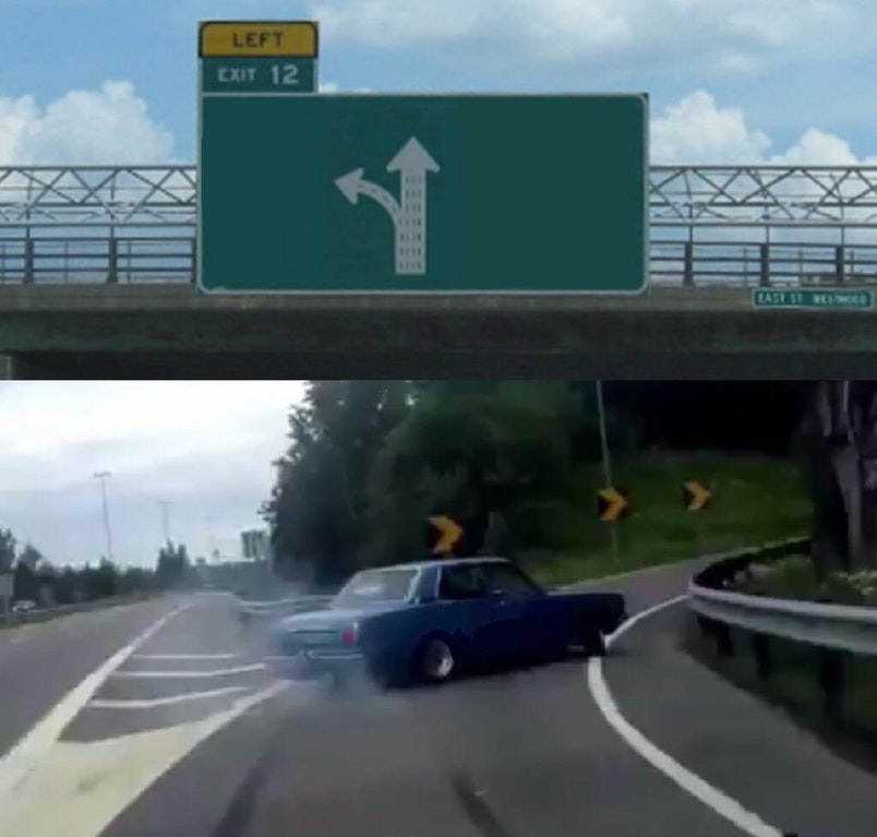 Plantilla de meme Highway Left Exit