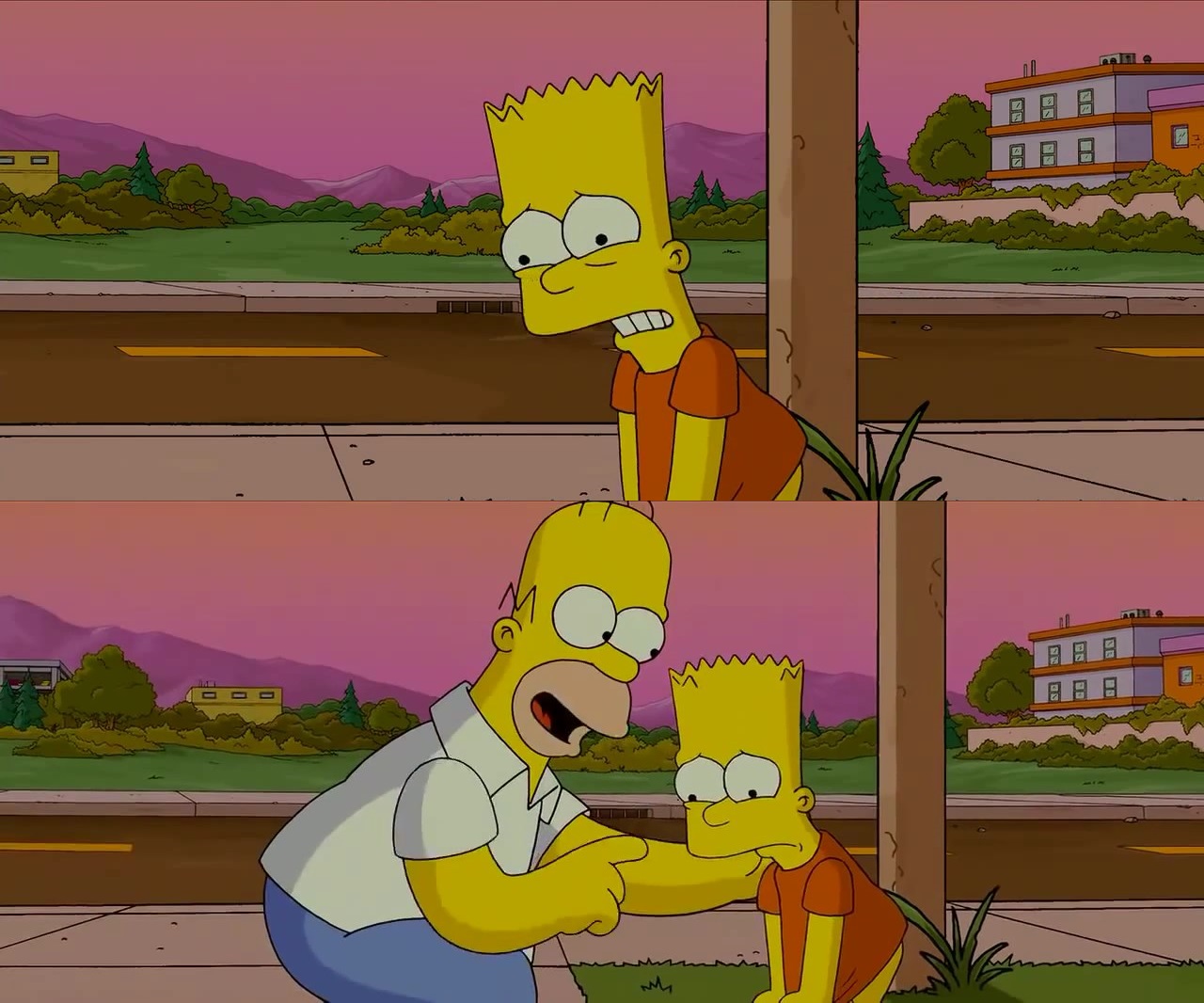 Template meme Homer and Bart worst day so far