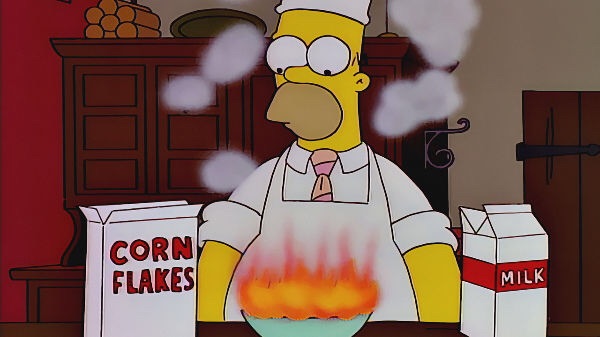 Plantilla de meme Homer cereal fire