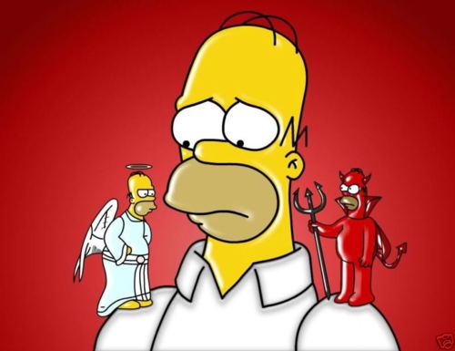 Plantilla de meme Homer Simpson Angel Devil