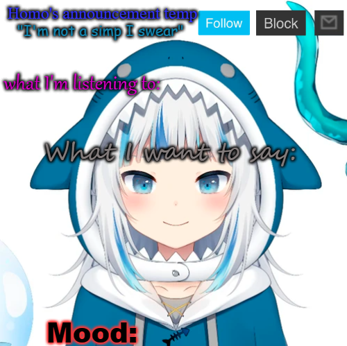 Template meme Homo's Gawr Gura-themed temp