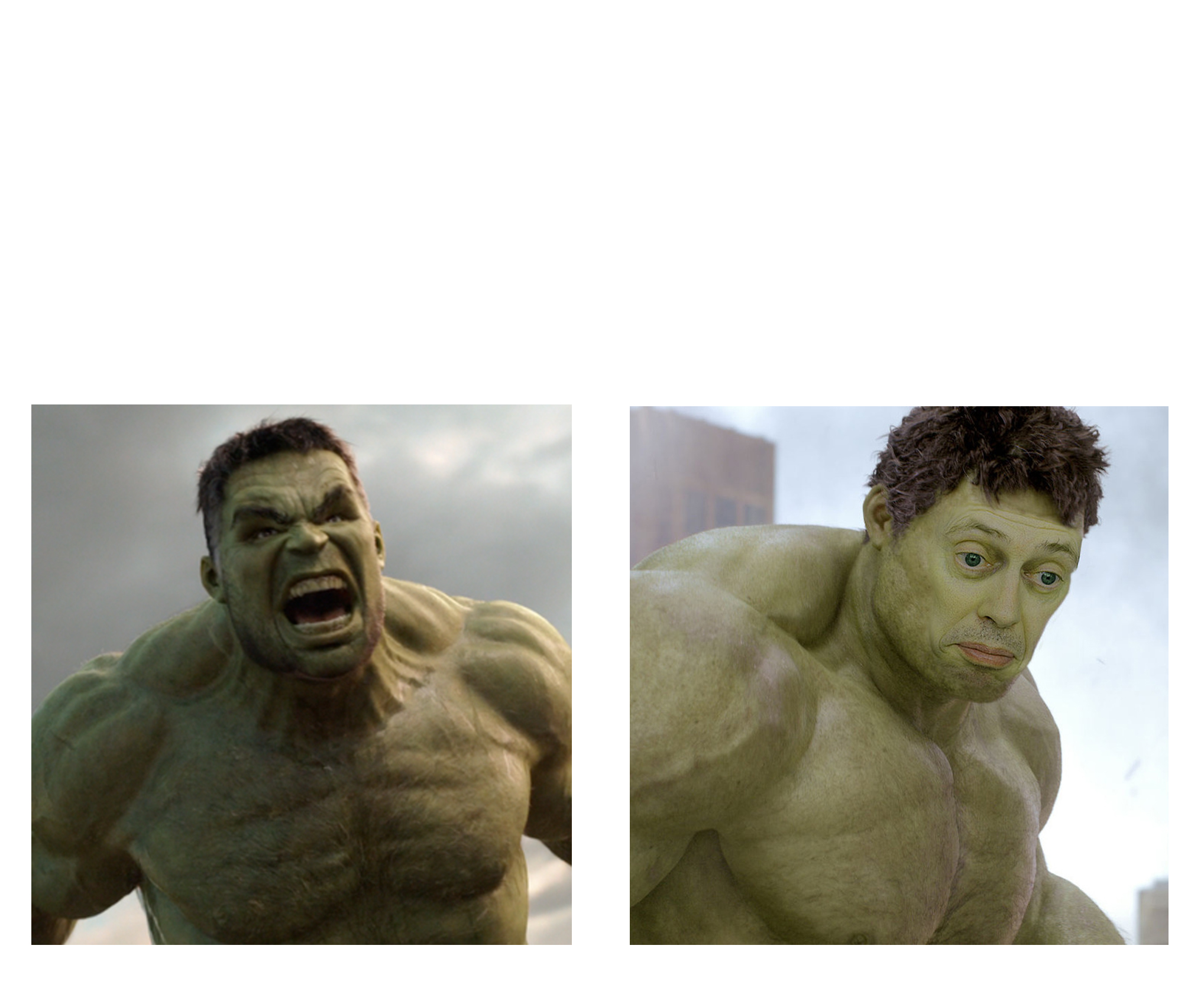 Template meme Hulk angry then realizes he's wrong
