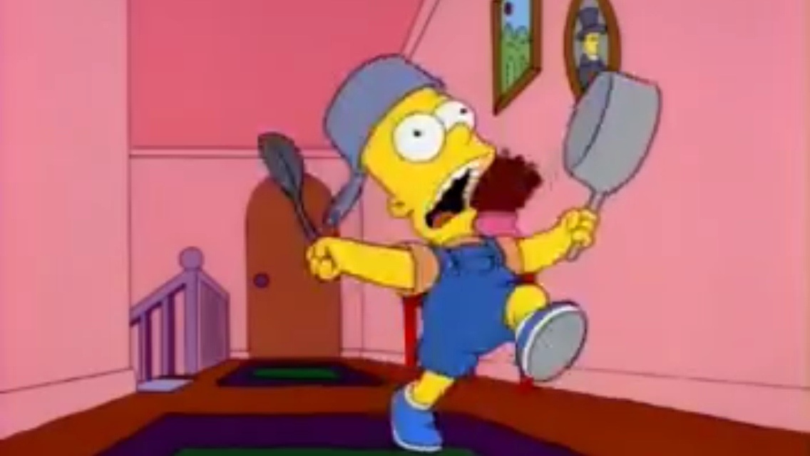 Template meme i am so great bart simpson frying pan