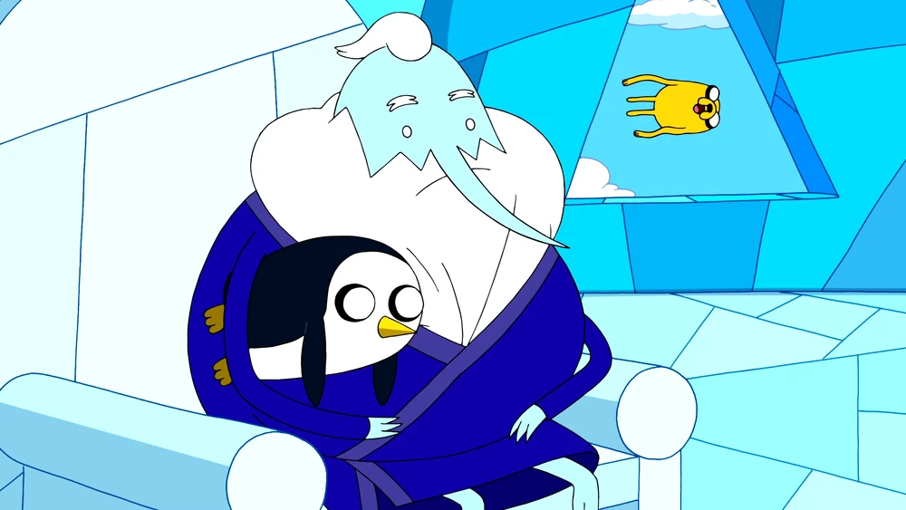Template meme Ice King and Gunther with Jake Passing By