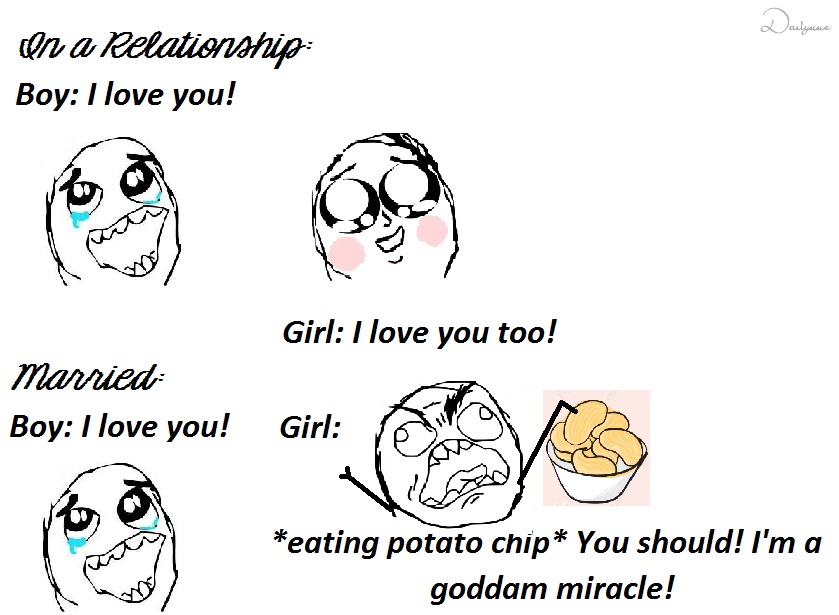 Plantilla de meme in a relationship vs married