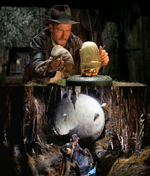 Template meme Indiana Jones Idol & Boulder