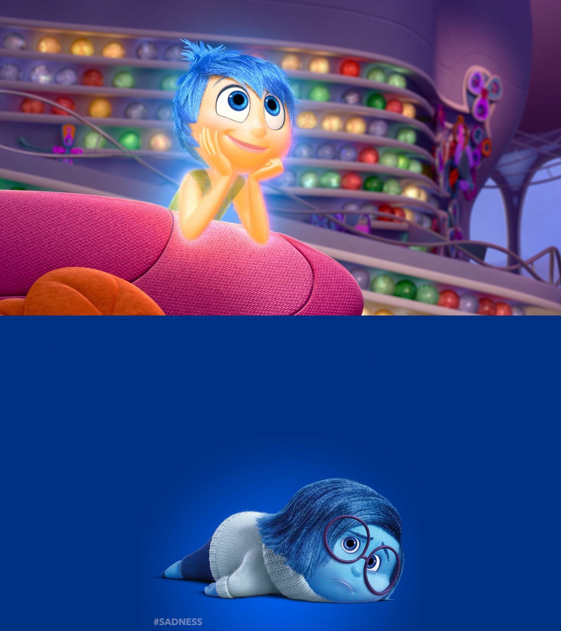 Template meme Inside Out Joy vs Sadness