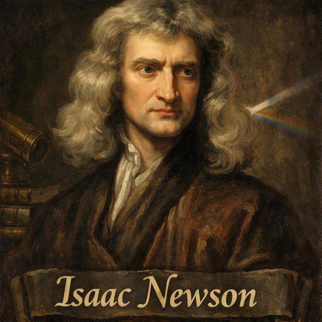 Template meme isaac newton but the text should say Isaac newson