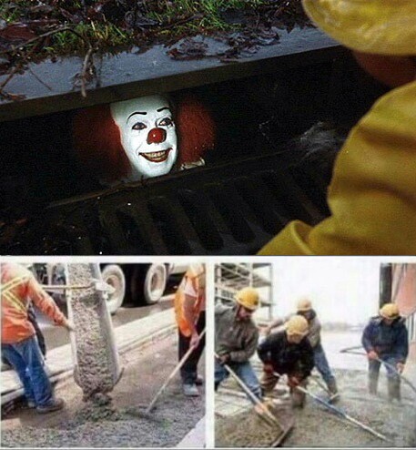 Template meme IT Clown Concrete Pour