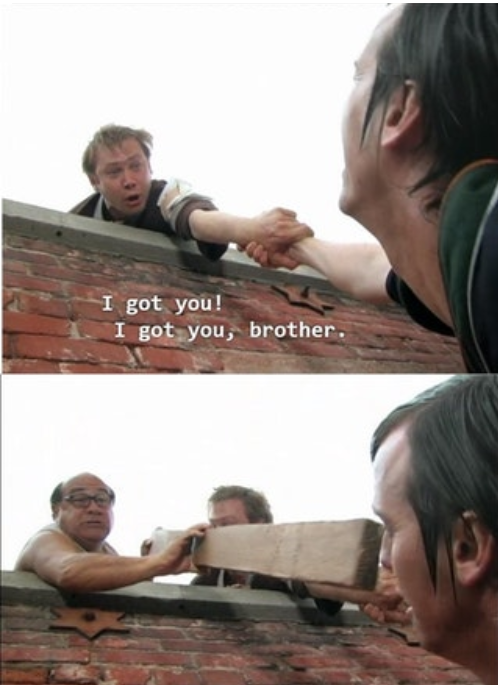 Template meme It's Always Sunny In Philadelphia Roof Scene 2 Panel