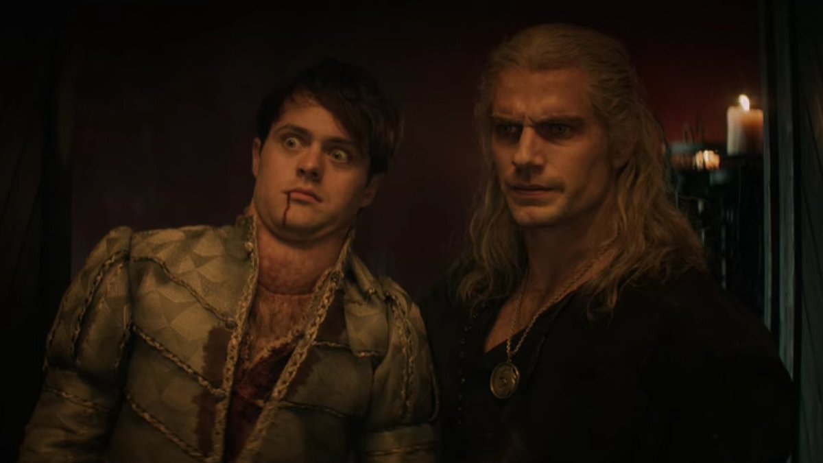 Template meme Jaskier and Geralt from the Witcher