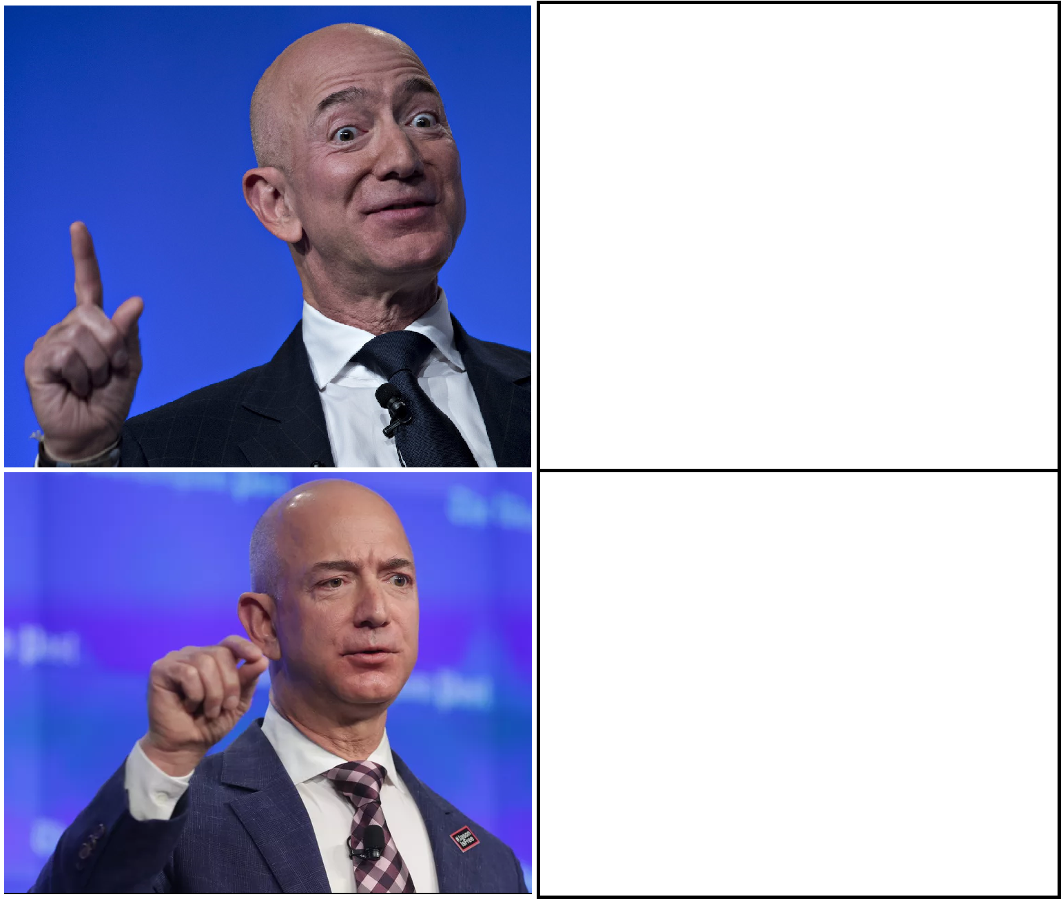 Plantilla de meme Jeff Bezos Happy But Then...