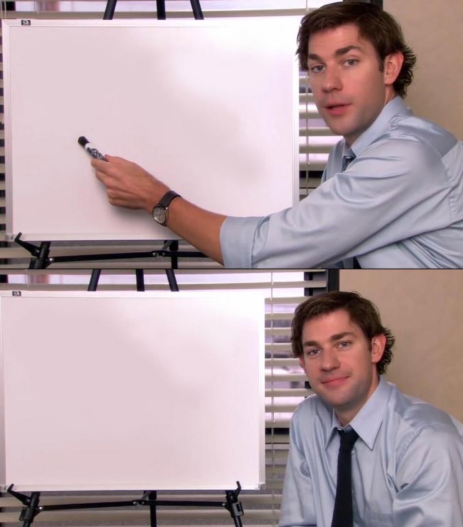 Plantilla de meme Jim Halpert Explains