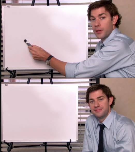 Plantilla de meme Jim pointing to the whiteboard