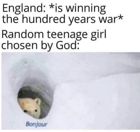 Plantilla de meme Joan of Arc bonjour